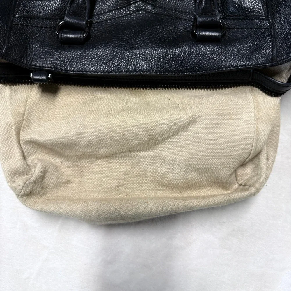 Botkier Trigger Black Pebbled Leather Satchel Bag Gunmetal‎ Hardware Tassels